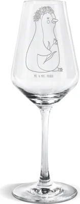 Produktbild von Mr. & Mrs. Panda Weißwein Glas Pinguin Blumen - Transparent - Geschenk, wein, Weinglas Für, Wunderschön, Geschenkidee, Blumenliebe, Wünsche, Pinguine, Weißweinkelch