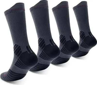 Immagine prodotto di CAMBIVO Calze Ciclismo Compressivo 2Paia, Calze Trekking Uomo Donna, Calzini Spugna Sportive, Calzini Tennis Elastiche a Compressione, Anti-Vesciche con Supporto Imbottito per Padel, Running, Lavoro