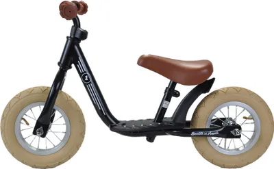 Produktbild von Bandits & Angels Metall-Laufrad Starter Retro Schwarz mit Trittbrett ab 2 Jahren – schwarzes Laufrad – verstellbarer Sattel 29 bis 39 cm – für Jungen und Mädchen – niedriger Einstieg mit Trittbrett