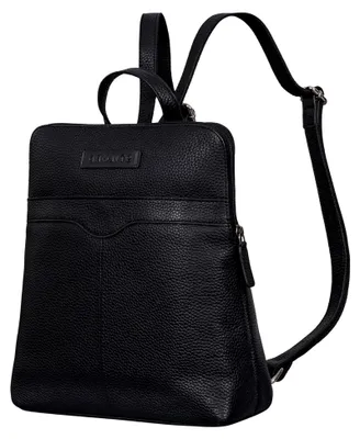Produktbild von Heidi Eleganter Lederrucksack Damen Echtleder schwarz klein wasserdicht und diebstahlsicher ideal als Rucksackhandtasche, Vintage Daypack und Retro Cityrucksack mittel-groß