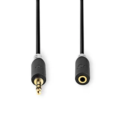 Image de Nedis câble audio stéréo - 3.5 mm mâle - 3.5 mm femelle - plaqué or - 3.00 m - rond - anthracite - boîte