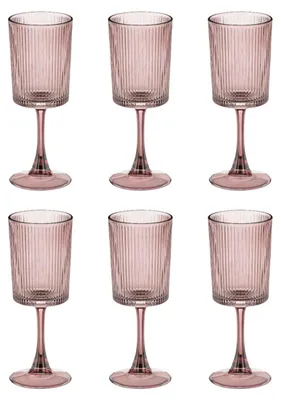 Obrázek produktu pro Mica Decorations Grigio Weinglas Rosa – Sklenice na víno s jemnou, žebrovanou strukturou – Nadčasový design vhodný pro víno, vodu nebo jiné nápoje – Vyrobeno ze skla – Výška 19 cm, průměr 7 cm