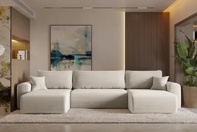 Zdjęcie produktu dla Sofa w kształcie U CAPRI narożnik tkanina Poso ecru