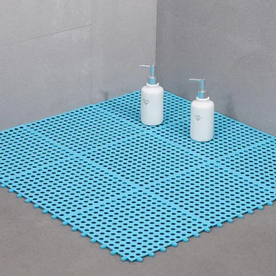 Image de Tapis de salle de bain 30 X 30cm Anti-dérapant Spliced Confortable Tapis de salle de bain d'intérieur pour les salles de bain Cuisines RésidencesBleu Ciel