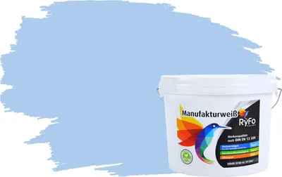 Produktbild von RyFo Colors Bunte Wandfarbe Manufakturweiß Südseeblau 3l - weitere Blau Farbtöne und Größen erhältlich, Deckkraft Klasse 1, Nassabrieb Klasse 1