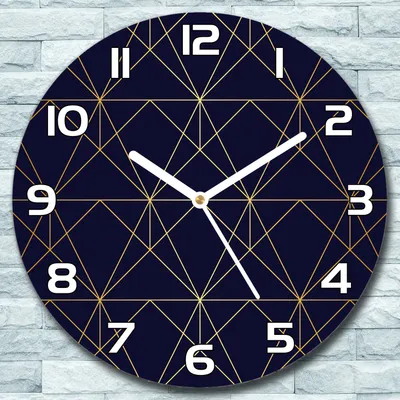 Produktbild von Wanduhr aus Glas Rund fi 30 golden und blau Quarz Deko Schlafzimmer Büro