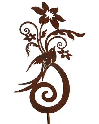 Produktbild von Gartenstecker Paradiesvogel Blumen Beetstecker Topfstecker Metall Rost Gartendeko Edelrost rostige Dekoration 165cm Motiv 3