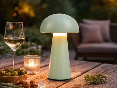 Produktbild von Reality Lennon LED Tischleuchte 2W ⌀13,6cm Pistaziengrün IP44 warmweiss Touch