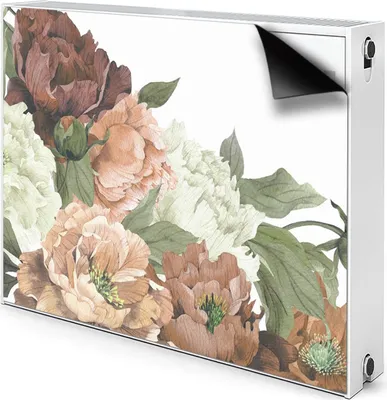 Produktbild von Magnet Heizkörperverkleidung Heizkörper-Abdeckung Heizung Heizkörper 90x60 cm  - Vintage, Pfingstrosen