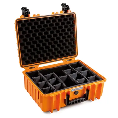 Zdjęcie produktu dla B&W Cases 5000/O/RPD, Pomarańczowy, Polipropylen (PP), 16 kiesz., Odporny na kurz, Wodoodporny, 429,26 x 299,72 x 170,18 mm, 469,9 mm