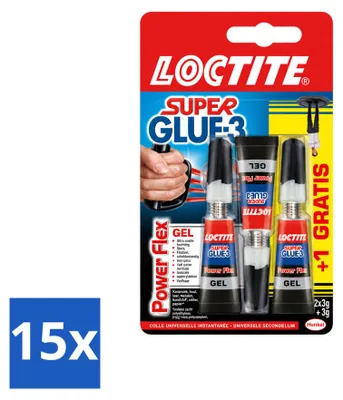 Produktbild von 15 x Loctite Power Flex Sekundenkleber - 3 x 3 g - Vorteilspackung - 15 Stücke