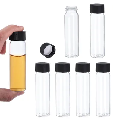 6 klare Glasfläschchen 40,7 ml mit Schraubdeckel, auslaufsicher