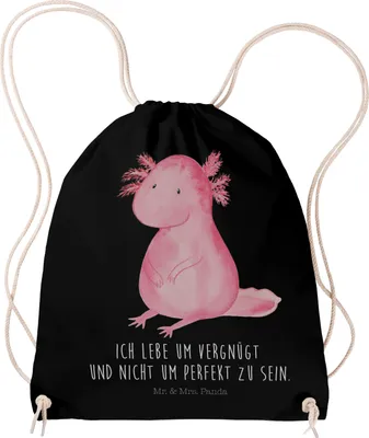Produktbild von Mr. & Mrs. Panda Jutebeutel Axolotl Niedlich - Schwarz - Geschenk, Freundin, Beutel, Weisheit, gymnastiktasche, wander rucksack, Liebe, Stoffbeutel, Baumwolltasche