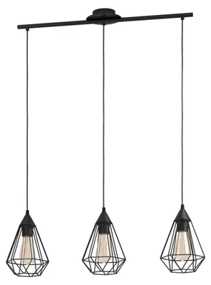 Immagine prodotto di Lampadario A Sospensione Vintage Tarbes Acciaio Nero 3 Luci E27 Regolabile