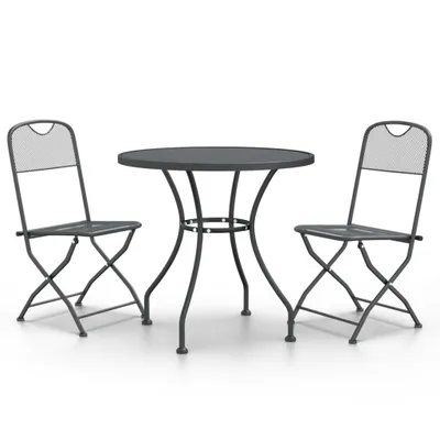 Produktbild von vidaXL 3-tlg. Garten-Essgruppe Streckmetall Anthrazit