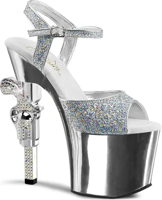 Produktbild von REVOLVER-709G Damen Sandale von Pleaser, Silber Mehrfarbig , EU 42, US 12