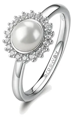 Obrázek produktu pro Stříbrný prsten se zirkony a perlou Fancy Infinite White FIW148 - Obvod: 56 mm.