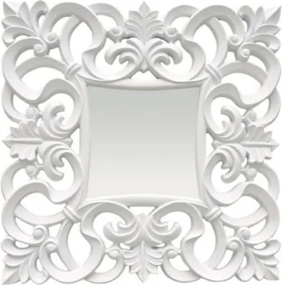 Quadratischer Barock Spiegel Wandspiegel Weiß
