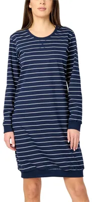 Produktbild von Merry Style Damen Nachthemd Langarm aus Baumwolle MS10-180 (Marineblau/Weiß Streifen, S)