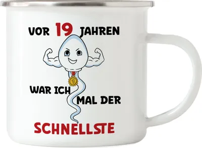Produktbild von Vor 19 Jahren War Ich Mal Der Schnellste Emaille Tasse 19. Geburtstag Happy Birthday Let's Party Geburtstagsfeier