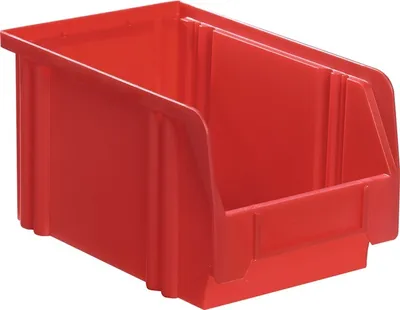 Produktbild von LA KA PE Sichtlagerkasten Größe 3 rot Länge 230 / 200 x Breite 140 x Höhe 130mm aus Polystyrol stapelbar - LK3
