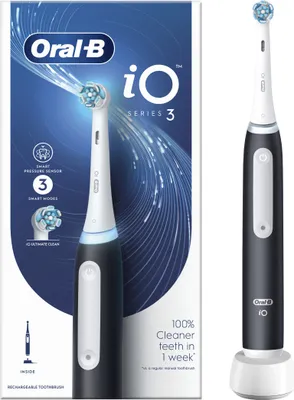 Immagine prodotto di Oral-B | Serie iO3 | Spazzolino elettrico | Ricaricabile | Per adulti | Nero opaco | Numero di testine incluse 1 | Numero di modalità di spazzolamento 3
