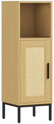 Produktbild von Badezimmerschrank, schmaler Badschrank freistehend mit verstellbarem Einlegeboden, Natur