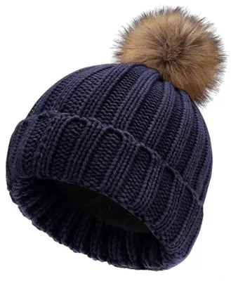 Zdjęcie produktu dla Go Go Gadget - Czapka typu beanie - Grubo pleciona - Z pomponem - Zimowa czapka - Ciemnoniebieska