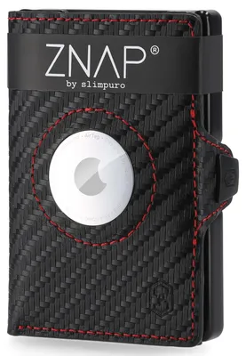 Produktbild von Slimpuro Znap Airtag Geldbörse für Herren, Airtag Portemonnaie mit RFID, Slim Wallet mit Münzfach, Air Tag Wallet Kartenetui Herren & Damen, Mini Geldbörse mit Kartenhalter, Geldbeutel für 8 Karten