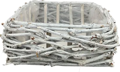 Produktbild von Korb Quadrat Willow weiss gewischt Pflanzkorb Ø30x30cm H10cm Pflanzschale Schale