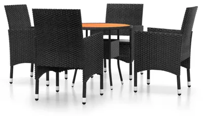 Produktbild von vidaXL 5-tlg. Garten-Essgruppe Poly Rattan Schwarz