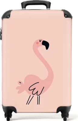 Obrázek produktu pro NoBoringSuitcases.com® Kufry Příruční kufry na kolečkách Malé cestovní kufry na 4 kolečkách - Flamingo - Bird - Pink - Girls - Kids - Cabin Size < 55x40x23 cm & 55x40x20 cm - Foto kufr - Příruční kufr - palubní zavazadlo Příruční kufr 55x35x20 cm, 36L,