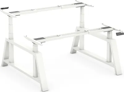 Produktbild von Worktrainer - OakDesk Duo Höhenverstellbarer Schreibtisch - Elektrisches Gestell für 2 Personen - Höhe 73,5-137,5 cm - Breite 107,5-180 cm - Weiß - Linak DPG-Memory-Funktion