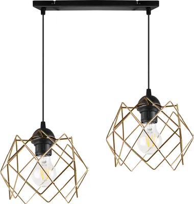 Produktbild von Stella Hängelampe 2 Flacher Goldener Lampenschirm E27