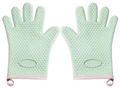 Produktbild von Küchenofenhandschuhe – Doppellagige, hitzebeständige Ofenhandschuhe/Grillhandschuhe aus Silikon und Baumwolle