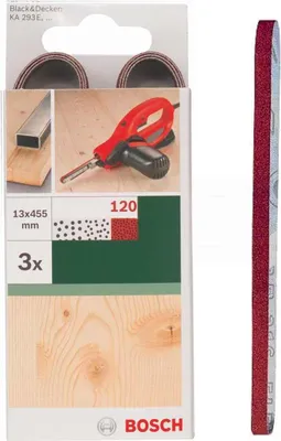 Produktbild von Bosch 3 Schleifbänder für B+D Powerfile KA 293E 13 x 451 mm, K 120, Holz Metall