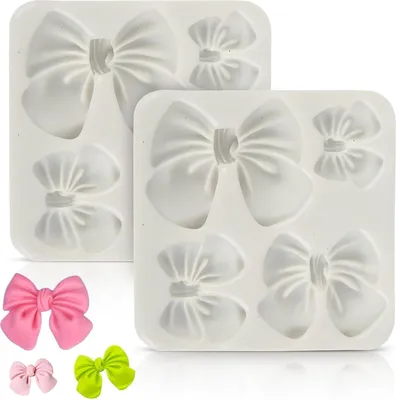 Produktbild von Mini Silikonformen Schleife - Schokoladenformen mit Cartoon-Motiven - Cupcake-Dekoration