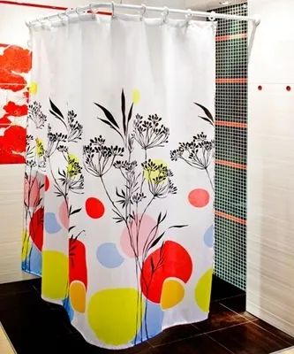 Obrázok produktu pre Textilný sprchový záves 240x180 cm Trávy farebné biele červené čierne žlté