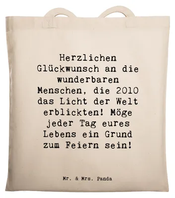 Produktbild von Mr. & Mrs. Panda dokumententasche Spruch 2010 Geburtstag - Weiß - Geschenk, Glückwunsch, Geburtsjahr, Geburtstagsgeschenk, Humors, Tote Bag, Laptoptasche, Jutebeutel