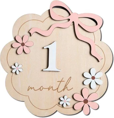 Produktbild von Holz-Meilensteinkarten für Babys 1-12 Monate - Holzscheiben Geschenk zur Geburt