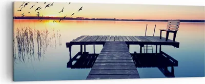 Produktbild von Bild auf Leinwand - Leinwandbild - See Brücke - 140x50cm - Wand Bild - Wanddeko - Wandbilder - Leinwanddruck - Bilder - Kunstdruck - Wanddekoration - Leinwand bilder - Wandkunst - AB140x50-3698