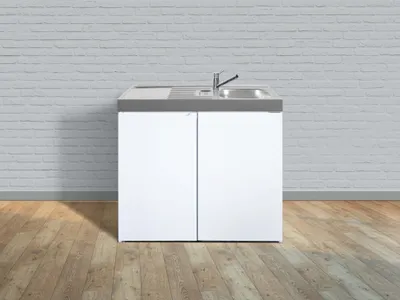 Produktbild von Stengel-Küchen Miniküche mit Geräten Easyline 100 cm weiß glänzend vormontiert Variante rechts 1410000005300