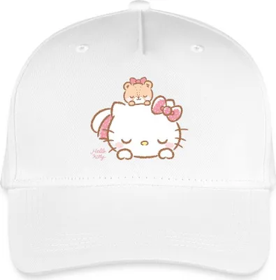 Produktbild von Spreadshirt Hello Kitty Mit Teddy Auf Dem Rücken Kinder Bio Basecap, One size, Weiß