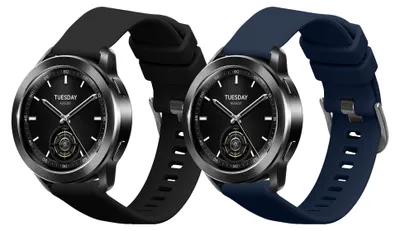 Produktbild von kwmobile 2x Uhrenarmband für Xiaomi Watch S3 Armband - Fitnesstracker Band Set aus TPU Silikon - Ersatzarmband Smartwatch - Schwarz Dunkelblau