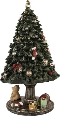 Image de Clayre & Eef Boîte à musique Arbre de Noël Ø 13x23 cm Vert Plastique