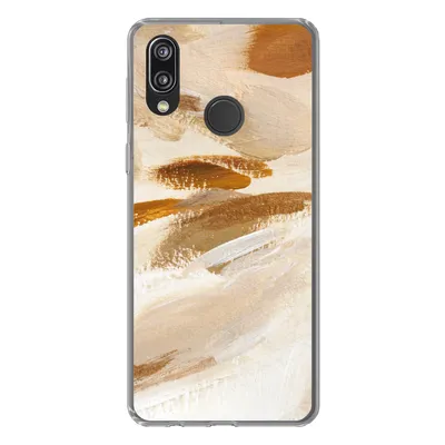 Produktbild von MuchoWow® Handyhülle Schutzhülle Hülle für Huawei P20 Lite (2020) Farbe - Beige - Weiß Silikon Softcase Handy Hülle - Kartenhalter