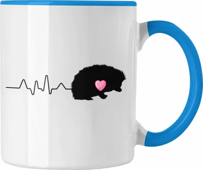 Produktbild von Trendation - Igel Herzschlag Tasse Geschenk Igel-Besitzer Igel-Züchter Geschenkidee (Blau)