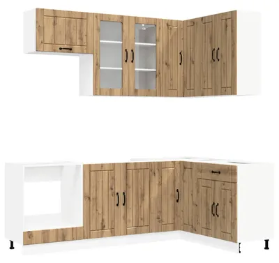 Immagine prodotto di Set cucina LUCCA, 8 pezzi, impiallacciato in legno effetto "Artisan Oak"