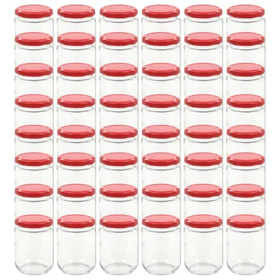 Zdjęcie produktu dla vidaXL Słoiki na dżem z czerwonymi pokrywkami 48 szt. 230 ml