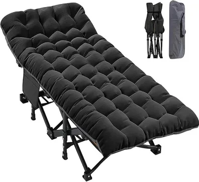 Imagen del producto de Cama plegable de camping de gran tamaño con colchón, cama plegable para invitados